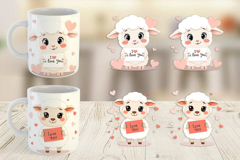 Mug Wrap Valentine Sheep Cartoon Sublimation artnoy 