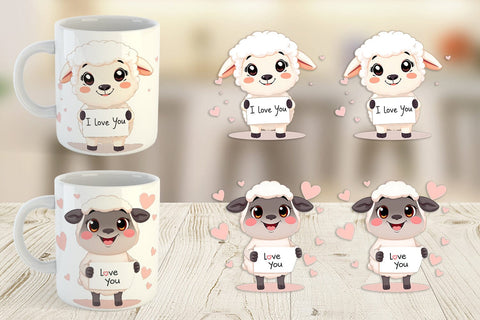 Mug Wrap Valentine Sheep Cartoon Sublimation artnoy 