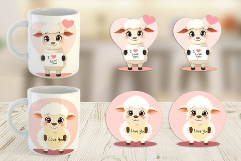 Mug Wrap Valentine Sheep Cartoon Sublimation artnoy 