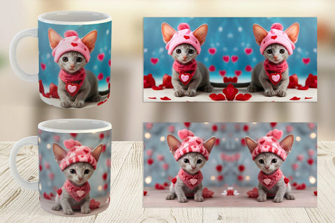 Mug Wrap Valentine Shorthair Cat Sublimation artnoy 