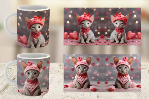 Mug Wrap Valentine Shorthair Cat Sublimation artnoy 