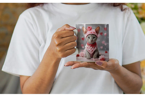 Mug Wrap Valentine Shorthair Cat Sublimation artnoy 