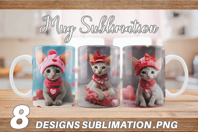 Mug Wrap Valentine Shorthair Cat Sublimation artnoy 