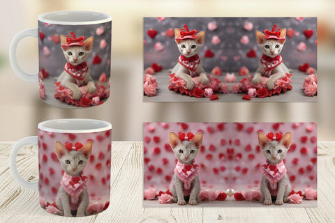 Mug Wrap Valentine Shorthair Cat Sublimation artnoy 