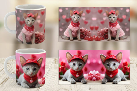 Mug Wrap Valentine Shorthair Cat Sublimation artnoy 