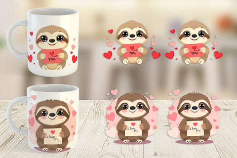 Mug Wrap Valentine Sloth Cartoon Sublimation artnoy 