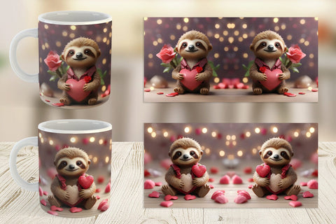 Mug Wrap Valentine Sloth Sublimation artnoy 