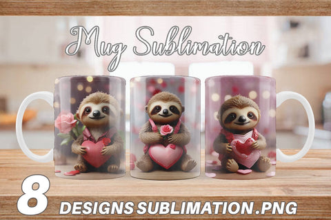 Mug Wrap Valentine Sloth Sublimation artnoy 