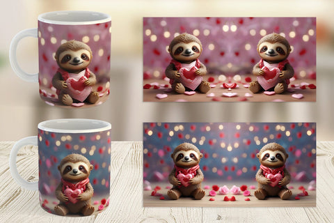 Mug Wrap Valentine Sloth Sublimation artnoy 