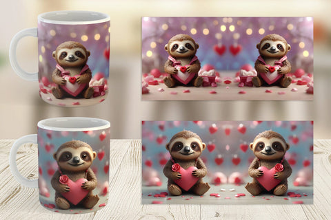 Mug Wrap Valentine Sloth Sublimation artnoy 
