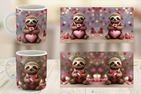 Mug Wrap Valentine Sloth Sublimation artnoy 