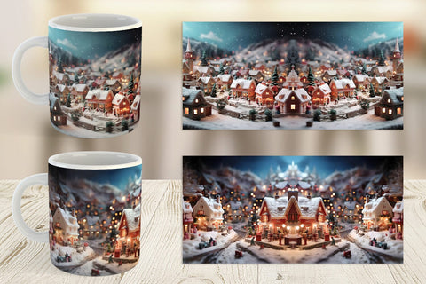 Mug Wrap Valentine Snow Village Sublimation artnoy 