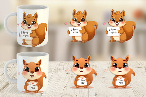 Mug Wrap Valentine Squirrel Cartoon Sublimation artnoy 