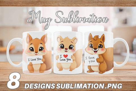 Mug Wrap Valentine Squirrel Cartoon Sublimation artnoy 