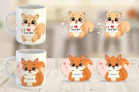 Mug Wrap Valentine Squirrel Cartoon Sublimation artnoy 
