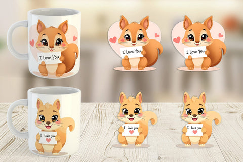 Mug Wrap Valentine Squirrel Cartoon Sublimation artnoy 