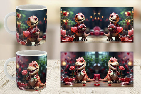 Mug Wrap Valentine T Rex Sublimation artnoy 