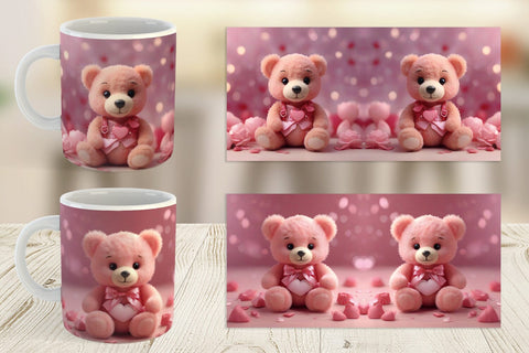 Mug Wrap Valentine Teddy Bear Sublimation artnoy 