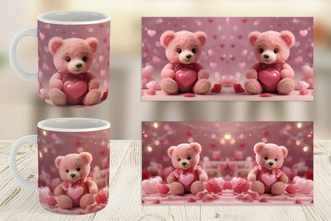 Mug Wrap Valentine Teddy Bear Sublimation artnoy 