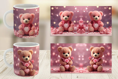 Mug Wrap Valentine Teddy Bear Sublimation artnoy 