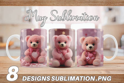 Mug Wrap Valentine Teddy Bear Sublimation artnoy 