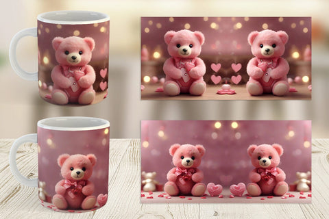 Mug Wrap Valentine Teddy Bear Sublimation artnoy 