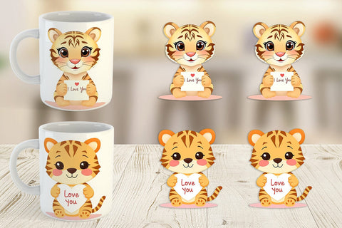Mug Wrap Valentine Tiger Cartoon Sublimation artnoy 