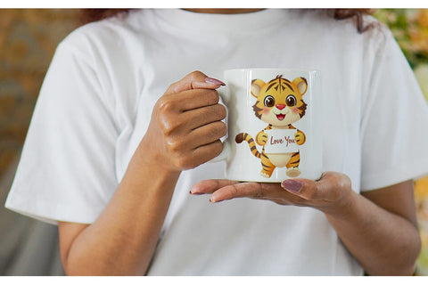 Mug Wrap Valentine Tiger Cartoon Sublimation artnoy 