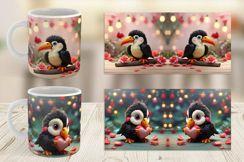 Mug Wrap Valentine Toucan Bird Sublimation artnoy 