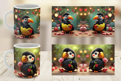 Mug Wrap Valentine Toucan Bird Sublimation artnoy 