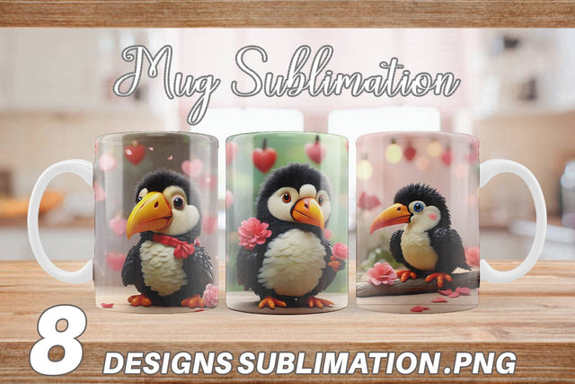 Mug Wrap Valentine Toucan Bird Sublimation artnoy 