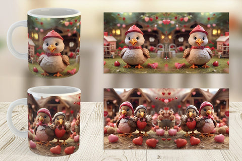 Mug Wrap Valentine Turkey Farm Sublimation artnoy 