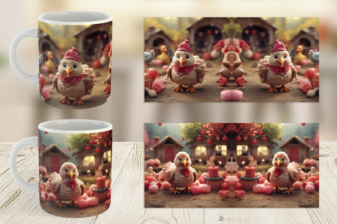 Mug Wrap Valentine Turkey Farm Sublimation artnoy 