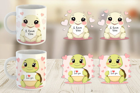 Mug Wrap Valentine Turtle Cartoon Sublimation artnoy 