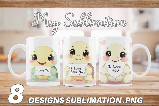 Mug Wrap Valentine Turtle Cartoon Sublimation artnoy 