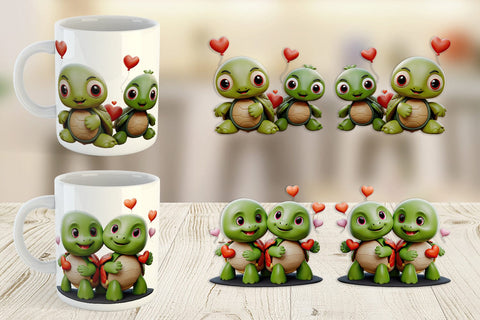 Mug Wrap Valentine Turtle Sublimation artnoy 