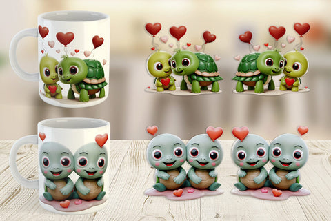 Mug Wrap Valentine Turtle Sublimation artnoy 