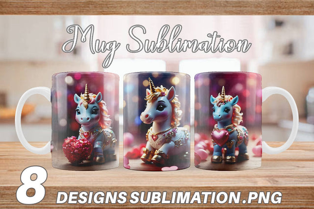 Mug Wrap Valentine Unicorn Sublimation artnoy 
