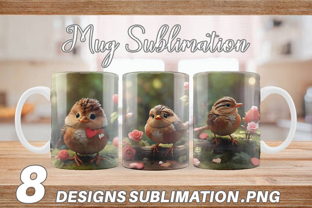 Mug Wrap Valentine Wren Bird Sublimation artnoy 