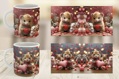 Mug Wrap Valentine Zoo Animals Sublimation artnoy 