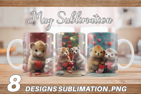 Mug Wrap Valentine Zoo Animals Sublimation artnoy 
