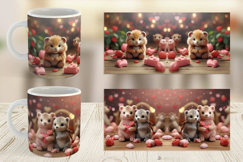 Mug Wrap Valentine Zoo Animals Sublimation artnoy 