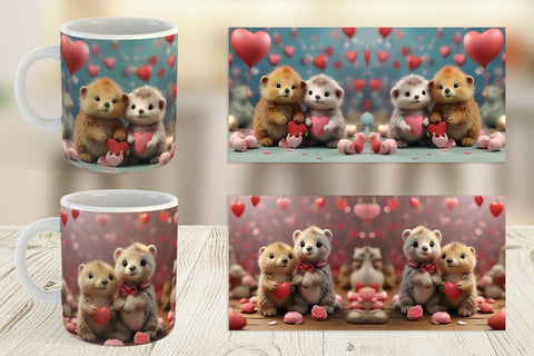 Mug Wrap Valentine Zoo Animals Sublimation artnoy 