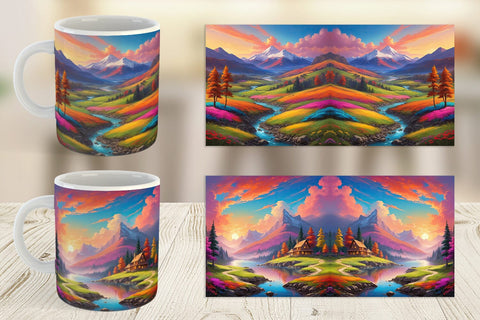 Mug Wrap Vibrant Landscape Sublimation artnoy 