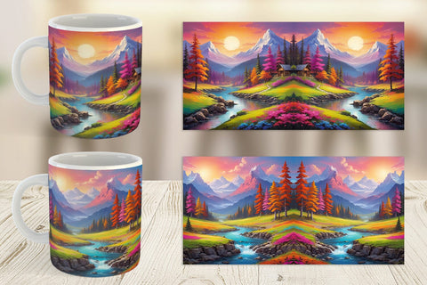 Mug Wrap Vibrant Landscape Sublimation artnoy 