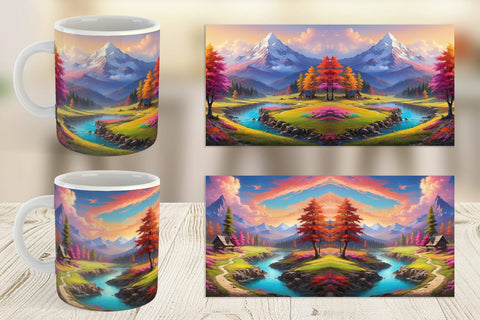 Mug Wrap Vibrant Landscape Sublimation artnoy 