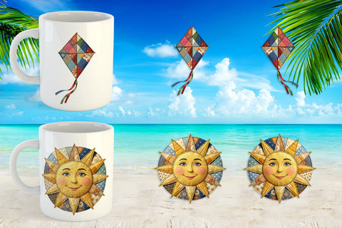 Mug Wrap Vibrant Summer Play Patchwork Sublimation artnoy 