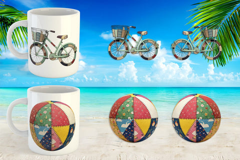 Mug Wrap Vibrant Summer Play Patchwork Sublimation artnoy 
