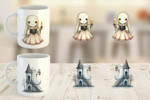 Mug Wrap Victorian Dollhouse Ghosts Sublimation artnoy 