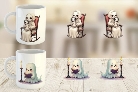 Mug Wrap Victorian Dollhouse Ghosts Sublimation artnoy 